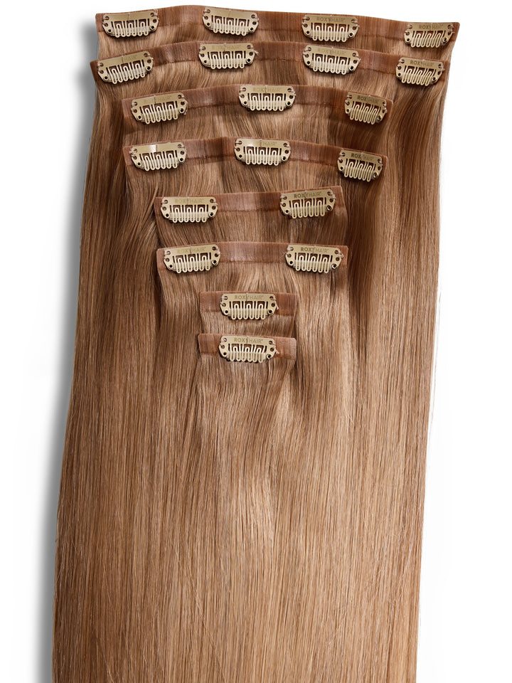 Strawberry Blonde Seamless Clip-In Remy Hair Extensions (20" and 180 Grams)