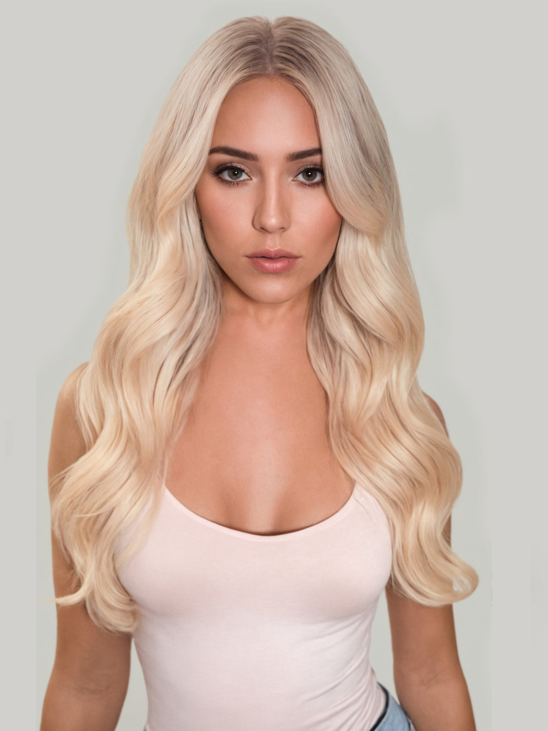 Cool Blonde Seamless Clip-In Hair Extensions (20" and 180 Grams)
