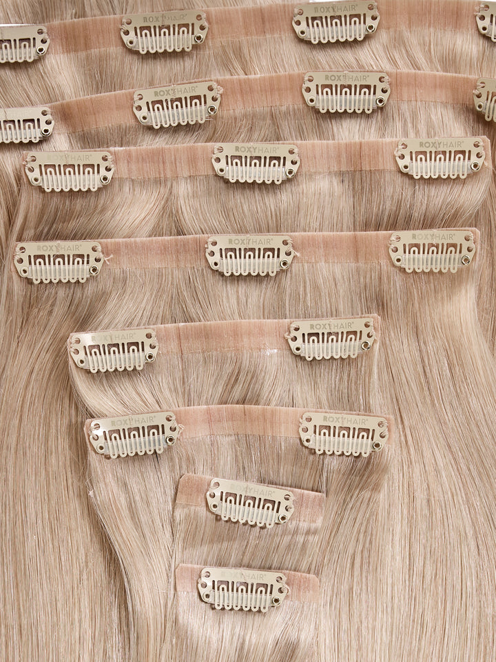 Caramel Blonde Seamless Clip-In Hair Extensions (20" and 180 Grams)
