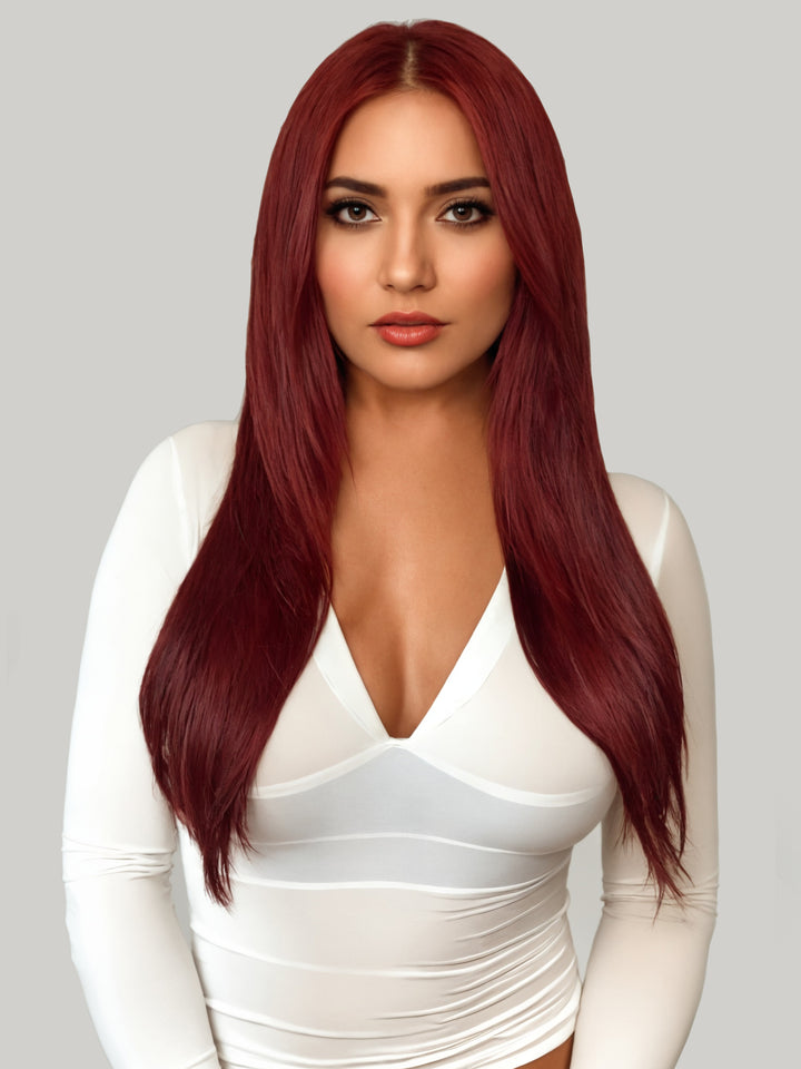 Dark Auburn Seamless Clip-In Hair Extensions (20" and 180 Grams)