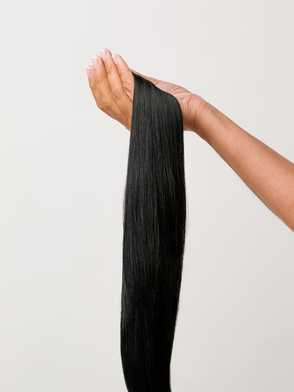 Jet Black Seamless Clip-In Remy Hair Extensions (20" and 180 Grams)